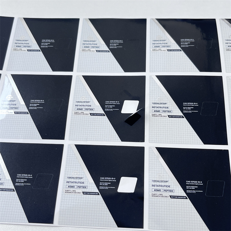 Black and Silver Foil Vial Labels